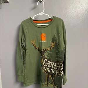 Carhartt Kids Forest Green Deer Print Long Sleeve Tee